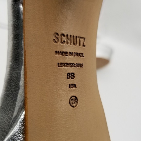 SCHUTZ Women Elyda Platform Heel Sandals Silver 8 - Picture 8 of 9
